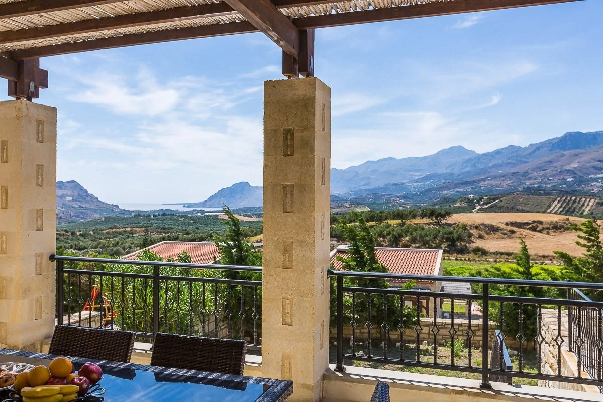 Balcony views over the mountains towards the Bay of Plakias