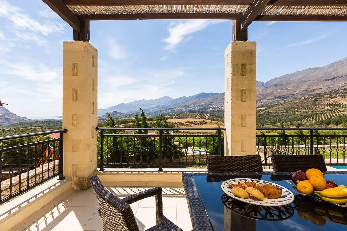 Balcony views over the mountains towards the Bay of Plakias