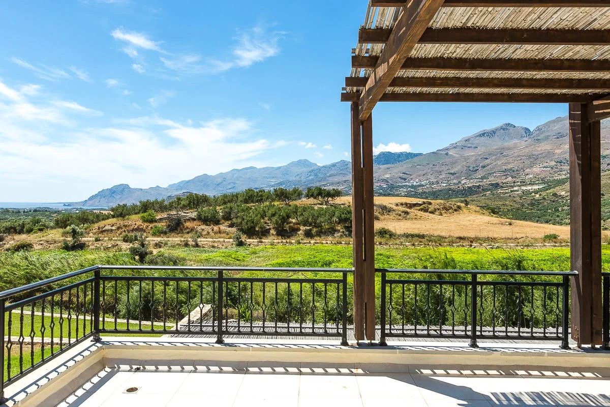 Balcony views over the mountains towards the Bay of Plakias