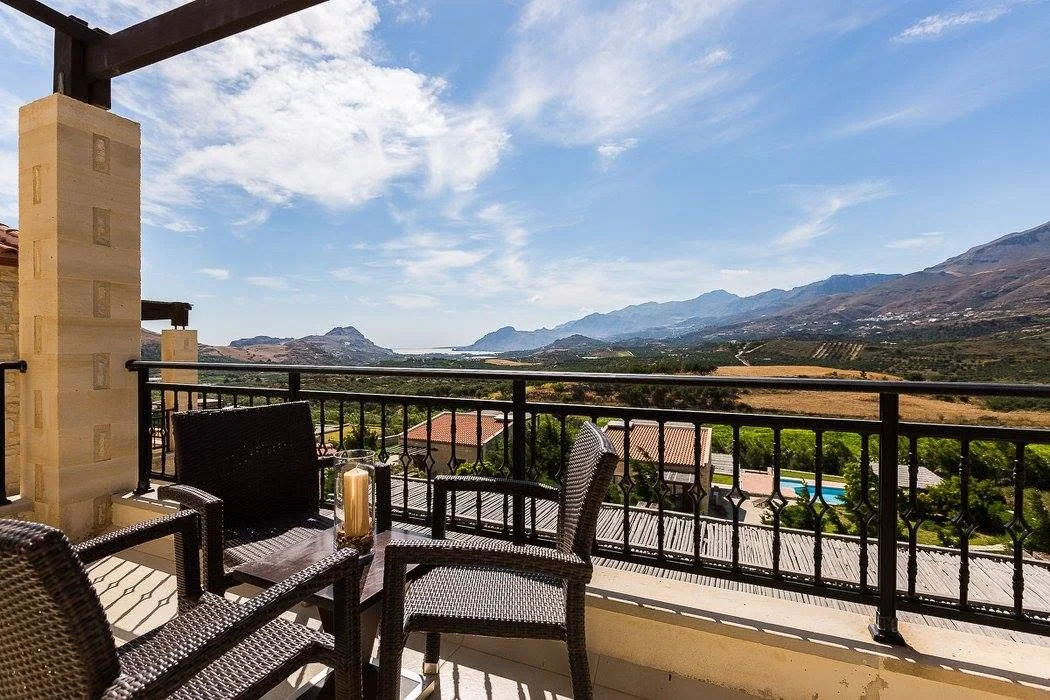 Balcony views over the mountains towards the Bay of Plakias