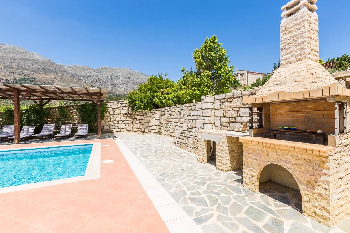 Stone terraces and the built-in BBQ