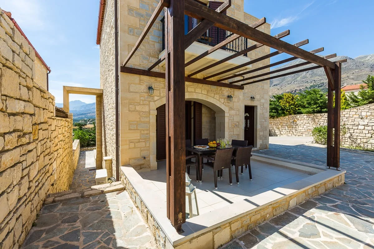 Stone terraces and the built-in BBQ